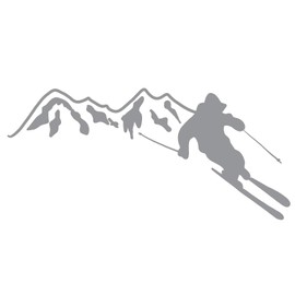 hBARSCI Mountain Skier Vinyl Decal - 5 Inches - for Cars, Trucks, Windows, Laptops, Tablets - Outdoor - Grade 2.5mm Thick Vinyl - Gray
