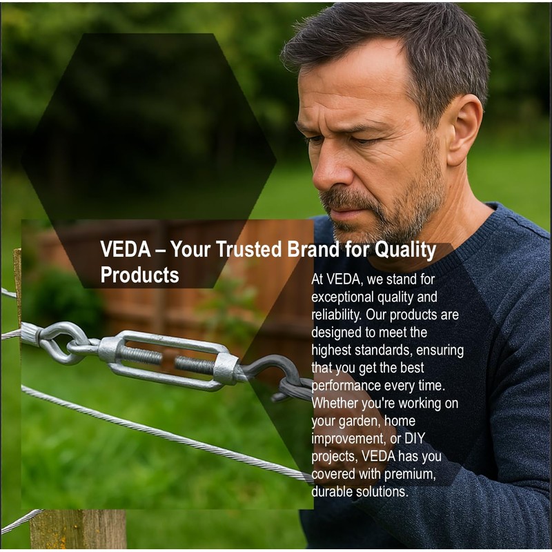 Veda 10x Heavy Duty Galvanised Turnbuckle Strainer M5 Hook Eye