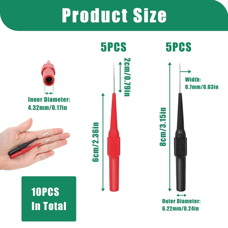Test Probe Set, Test Probe Multimeter 0.7 mm Tip, Precision