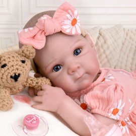 Aori Lifelike Reborn Baby Dolls Girl 20 inch - Realistic Newborn Doll with Soft Cloth Body and Feeding Toy Set, Gift for Seniors, Collectors and Kids 3+