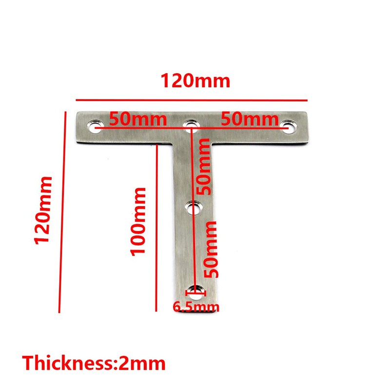 (6 Pieces) 120x120x2mmAngle Connector Corner Brackets (Thickness 2mm) Stainless Steel