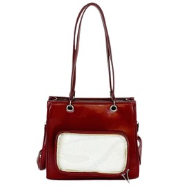 Halgio Shoulder Bag, Tote Bag, 2-Way, Small, Mini, Pushing Bag, Shoulder Tote, Handbag, Black, White, Red, Silver, Habuki, Pushing Bag, Cute, Fashionable, Popular, red