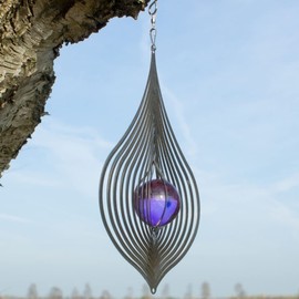 CIM Stainless Steel Wind Chime - Drop 260 - Stainless Steel - Dimensions: 15 x 26 cm - Includes Hanging Bracket and Glass Ball