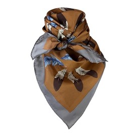 Wyoming Traders Frontier Calico Cowboy Wild Rag 100% Silk Scarf Bandana 34.5" (Tan Feathers)
