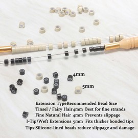GOTDYA 5mm-300pcs Hair Extension Beads,Silicone Lined Micro Rings,MicroLink I Tip Weft Beads for Hair Tinsel and Feathers Extensions,Brown