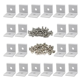 BLCCLOY 1" x 1" Aluminum Extrusion Profiles 1010 Series Joint Plate Corner Angle Bracket Connectors, 20pcs 90 Degree Brackets with T Slot Nus Hex Screw Bolt for 10 Series Extruded Profiles Rail
