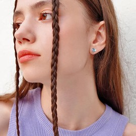 Swan Stud Earrings 925 Sterling Silver Hypoallergenic Blue Heart Shaped Crystal Earrings Cute Animal Swan Jewellery Gift for Women Girls Mother and Daughter, Sterling Silver, Crystal