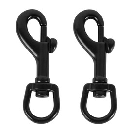 NQ Flag Snap Clips for Rope -2 Pack Heavy Duty Bronze Brass Flagpole Snaps Hooks with Swivel Eyelet, Flag Pole Hardware to Attach with Rope, Dog Chain, Leather Craft.… (2pieces, Black)