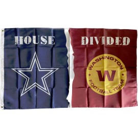 CUSTOM FLAGS Washington Commanders vs Dallas Cowboys House Divided Flag 3x5 FT Football Flag
