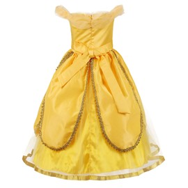 JerrisApparel Princess Belle Costume Deluxe Party Fancy Dress Up for Girls (5 Years, Yellow One with Accessories)