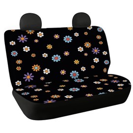 Binienty Retro Hippie Daisy Car Seat Covers for Back Seats, Elastic Breathable Seats Cushion Pad for Women, Automotive Seats Covers Accessory