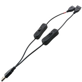 DGZZI USB Male to Female Extension Cable with Dual Switch 0.3m DC Power Output Power Supply for Small Power Appliances Hub for Laptop Lamps Fans