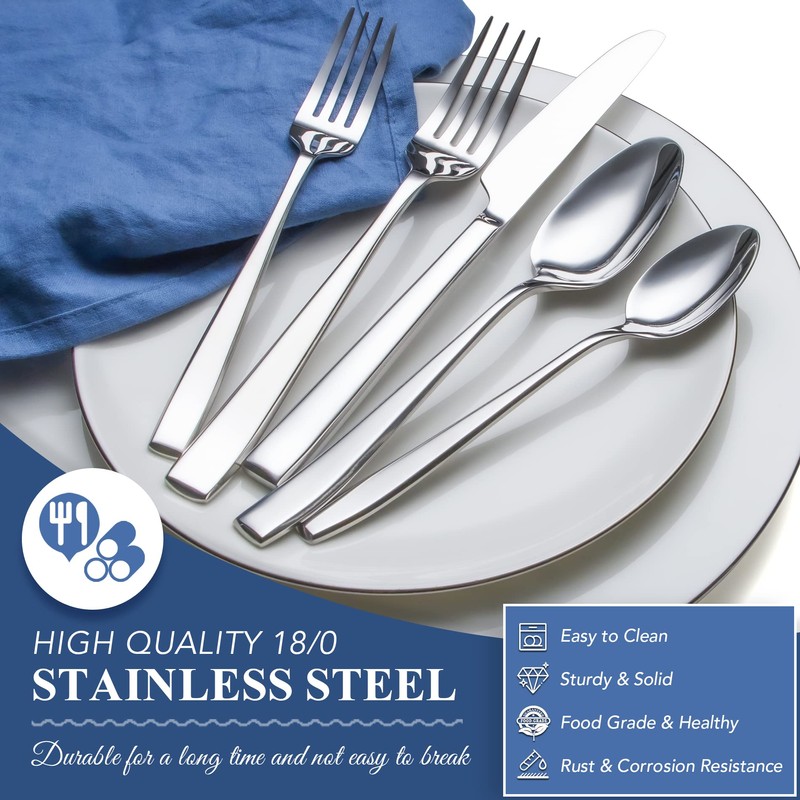 40 Piece Silverware Set Service for 8, EIUBUIE Premium Stainless