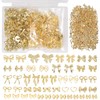 250 Pcs Gold Bow Nail Charms Studs, 10 Styles 3D