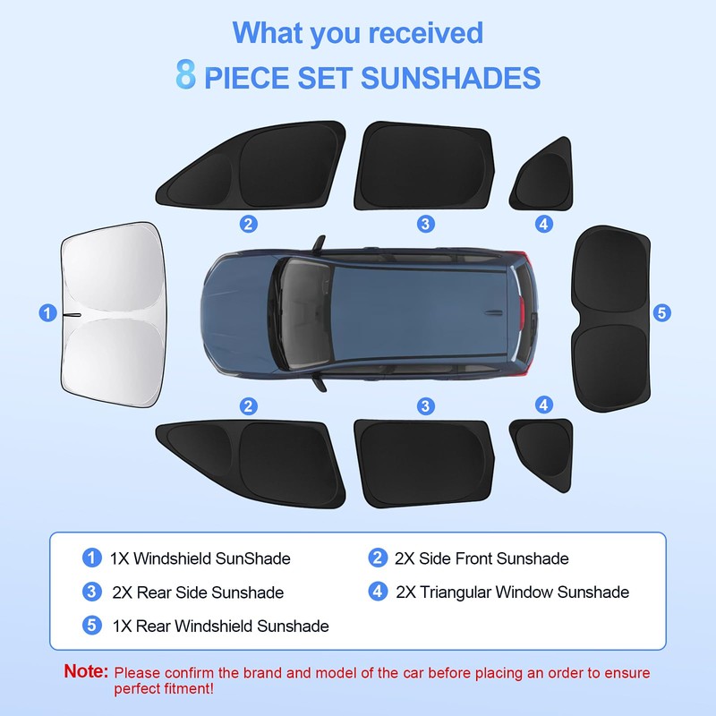 SHINELINERS 8pcs Car Window Shades for Subaru Forester 2019-2024 Accessories,Windshield
