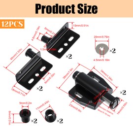 2 Sets : 2 Cabinet Magnetic Touch Latch 4 Pivot Hinge, Corner Cabinet Hinge Concealed Hinges Cabinets Wood Door Hinges with Pin for Furniture Cabinets Wood Doors Drawer Wardrobe Showcase