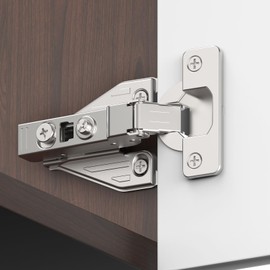 Chibery 1/8", 1/4", 3/8", 5/16" Overlay Soft Close Concealed Hinge for Face Frame Door ＆ Frameless Door, 3D Clip-on Plate, Self Closing Hidden Satin Nickel, 105° Angle, H=3, Half Overlay, 4 Pack