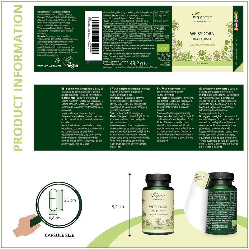 Hawthorn Berry Vegavero® | 700 mg Extract | 100% Organic