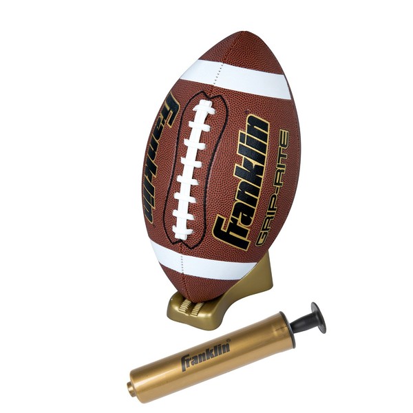 Franklin Sports Football, Kicking Tee + Pump Set - Grip Rite Official Size Football Set for Kids + Adults - Football, Tee + Air Pump with Inflation Needle