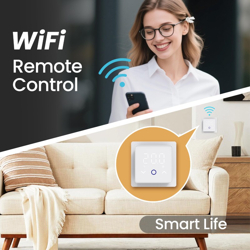 YeloDeer WiFi Smart Thermostat for Electric Underfloor Heating, Wireless Room