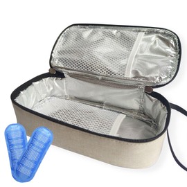 Whicozyfun Insulated Breastmilk Cooler Bag with Ice Packs - Breastmilk Storage Organizer Bag for Breastfeeding Mom Work. Daycare, Travel (Beige)