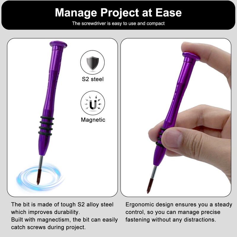 Precision Screwdriver Phillips #0 3mm, S2 Steel Head with Magnetism,