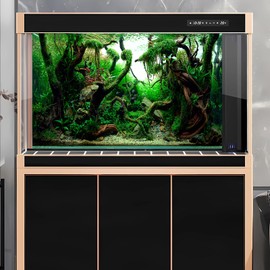 Freshwater Aquarium Background Jungle Style Aquascape Microsorum Trident Various Rotalas Anubias Fish Tank Background Aquatic Plants Frodo Stones and Redmoor Roots Terrarium Background 30x12in
