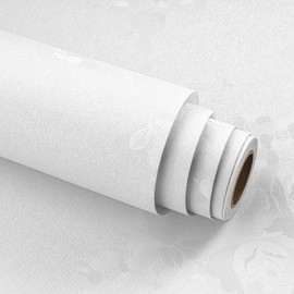 Stickyart White Peel and Stick Removable Wallpaper Floral Wall Paper Contact Paper for Bedroom Living Room Wall Deco Self Adhesive Pee&Stick Wallpaper Removable Vinly Paper Roll for Room 12"x160"