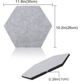 SEG Direct Set of 5 Hexagonal Felt Board in Grey/Teal/Yellow with Pins 30cm x 26cm