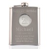 Men's 21st Birthday Stainless Steel Engraved Hip Flask with '21'