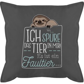 Shirtracer Cushion 50 x 50 cm – Statement with Sayings – Ich spüre das Tier in Mir es ist EIN Sloth – 50 x 50 cm – Grey – Cushion Cover Saying Sayings Sloth Pillow Gift + Sloth and Filling