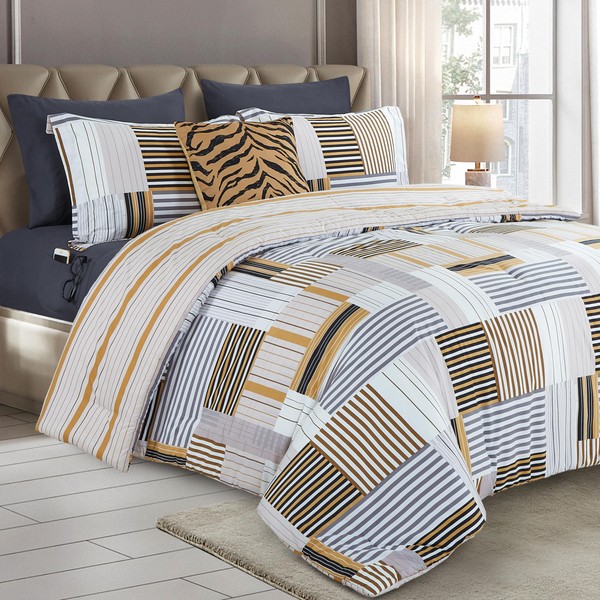 Elegant Comfort 8-Piece Animal Print Patch Reversible Comforter Set -