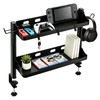 Clamp On Desk Shelf Organizer, 2-Tier Storage with Hooks