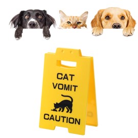 HJZHII Cat Vomit Caution Sign, Funny Cat Vomit Warning Sign Double-sided Printing Desk Decorations Gag Gift for Cats Lovers Pet Owners Cats Enthusiasts