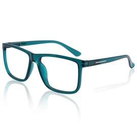 AEZUNI Large Reading Glasses Men 1.00 Oversized Retro Square Readers 100 125 150 175 200 225 250 275 300 350 400 500 600 (Blue Green)