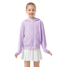 Rolanko Children's Sunscreen Shacket, Girls, Boys, Kids' Hoodie, Long Sleeve, Hooded, Rash Guard, Thin, Unisex, UV Protection, Cooling Protection, Everyday Wear, 47.2 - 63.0 inches (120 - 160 cm),