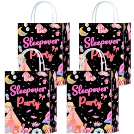 Roselush 16 Pcs Sleepover Party Favor Bags for Girls, Reusable Drawstring Goody Bags and Party Bags for Kids Pajama Night, Pj Party, Sleepover Decor