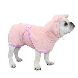 DOTEYAYP Dog Drying Coat with Hood, Adjustable Soft Wrap Bathrobe with Buckle, Super Absorbent Fast Drying Tower for Small, Medium, Large Dog Cats (X-Large, Pink)