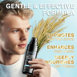 Natural Hair Growth Spray Serum for Men: Hair and Scalp Oil with Rosemary, Batana Oil, Rice Water, Castor Oil, Caffeine, Biotin - Effective Hair Thickening and Hair Loss Treatment for Men 60ml