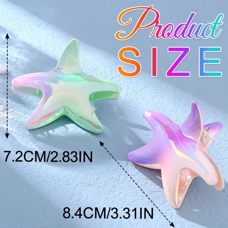 BARTOSI Starfish Hair Claw Clips Acrylic Hair Clips Medium Claw