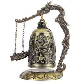 5In Mini Dragon Bell Vintage Dragón de Bronce Tallado Colgante Campana Adornos Budista Decoración de la Oficina en el hogar Obra de Arte
