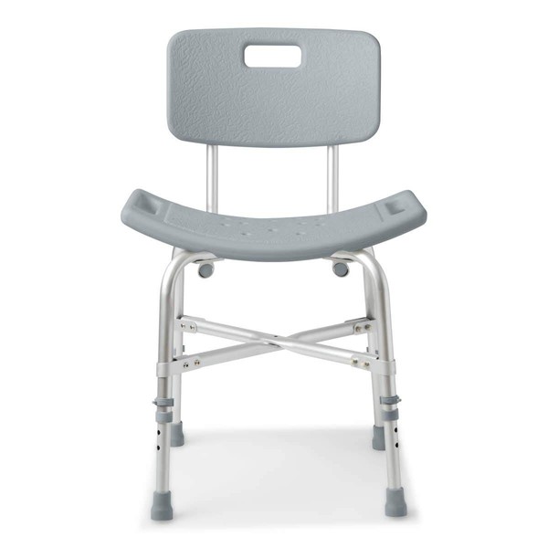 Medline Shower Chair Bath Bench with Back, for Safe and Comfortable Baths and Showers, Non-Slip Rubber Feet, Back for Extra Support, Supports up to 550 lb