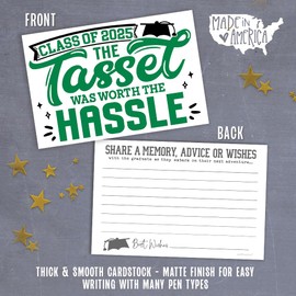 m&h invites 2025 Green Graduation Wishes and Advice Cards - 50 Count - Share A Memory, Advice and Wishes for Grad of Class of 2025 Party Decorations