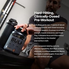 Transparent Labs Bulk Black Pre Workout - Clinically Dosed, Sugar Free Preworkout for Men and Women with Beta Alanine Powder, Citrulline Malate, & Caf
