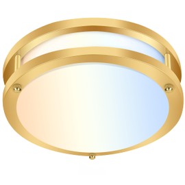 Hykolity 13 inch Flush Mount LED Ceiling Light Fixture, 2700K/3000K/3500K/4000K/5000K Adjustable Ceiling Lights, Gold Saturn Dimmable Lighting for Hallway Bathroom or Kitchen ETL Listed