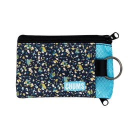 Chums Surfshorts Wallet - Lightweight Slim Wallet with RFID Blocking Card & Clear ID Window - Zippered, Water Resistant w/Key Ring (Terrazzo)