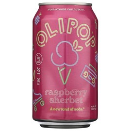 OLIPOP Raspberry Sherbet Prebiotic Soda, 12 FZ, Shelf Stable