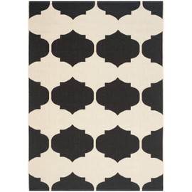 SAFAVIEH Courtyard Collection 6'7" x 9'6" Beige/Black CY6162 Indoor/ Outdoor Waterproof Easy-Cleaning Patio Backyard Mudroom Area-Rug