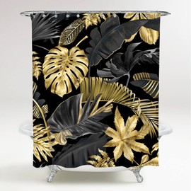 Sanilo Shower Curtain Many Beautiful Shower Curtains to Choose From High Quality Includes 12 Rings Waterproof Anti-Mould Effect (Golden Leaves, 180 x 200 cm)