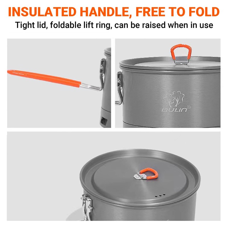 Bulin Camping Cooking Pot Heat Exchanger Outdoor Camp Pot 1.5/2.1